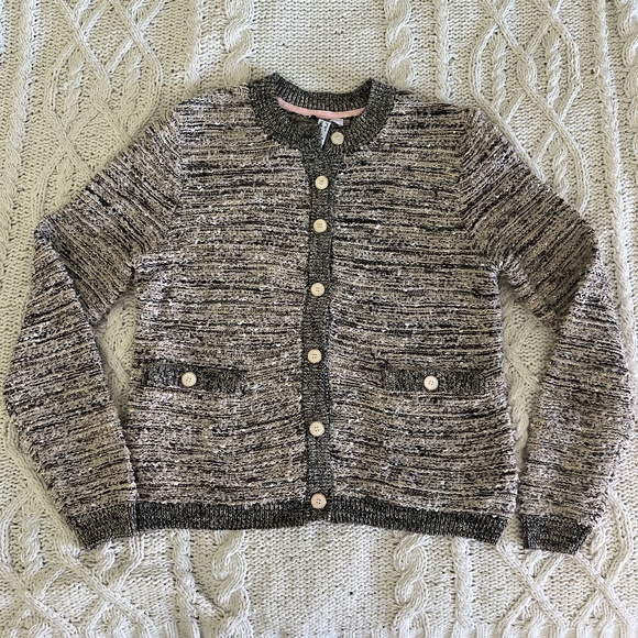 Preppy Blair Waldorf Grey and White Cardigan - Picture 1 of 6